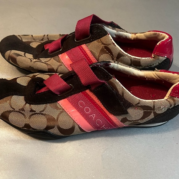 Coach JENNY Signature Trainers Sneakes Sz 8 Women Elastic Closure Patent - Picture 2 of 12